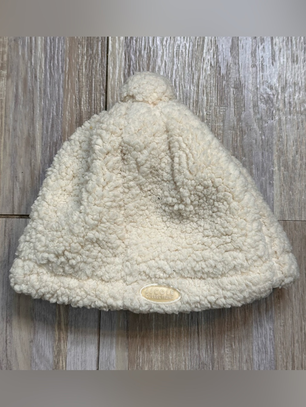 JJ Cole Cream Bundleme Sherpa Pom Beanie Hat Size 0-6 Months